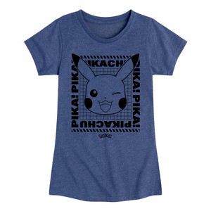 Girls' - Pokémon - Pikachu Wink Face Fitted Short Sleeve Graphic T-Shirt - 1 of 4