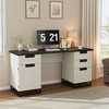 59" Farmhouse Executive Desk, Home Office Desk with File Drawer and Storage Cabinet, Wooden Computer Table with 3 Drawers for Work and Study - 4 of 4