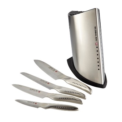 Global SAI 5 Piece Stainless Steel Knife Block Set