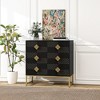 3 Drawer Storage Cabinet,3 Drawer Modern Dresser, Chest of Drawers With Decorative Embossed Pattern Door - 3 of 4