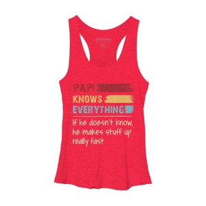 Women's Design By Humans Papi Knows Everything, If not Makes Stuff Up By HoangCathrine Racerback Tank Top - 1 of 2