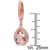 EVERLY JEWELRY | Rose Plated Sterling Silver 6 1/3 CT TGW Pear-Cut Simulated Morganite and Cubic Zirconia Halo Drop Earrings - 3 of 4