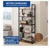 5 Tier Industrial Bookshelf Bookcase Plant Stand Storage Rack With Metal Frame Living Room Home Office,Books Holder Organizer - 4 of 4
