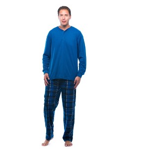 #FollowMe Mens Thermal Henley Pajama Set with Polar Fleece Pants  Warm, Comfy Sleepwear - 1 of 3