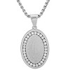 Steeltime 24" Men's stainless steel and simulated diamonds Our Lady of Guadalupe oval pendant. Color Options: Silver, Gold, Black - 2 of 4