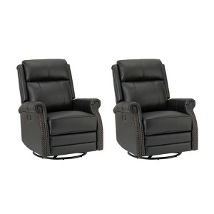 Irene 30.5" Wide Genuine Leather Manual Recliner with Rolled Arms Set of 2| ARTFUL LIVING DESIGN - 1 of 4