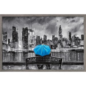 Trends International PD Moreno - Fine Art - Blue Umbrella Framed Wall Poster Prints - 1 of 4