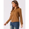 Allegra K Women's Work Office V Neck Button Down Long Sleeve Chiffon Blouse - 3 of 4