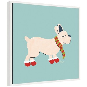 Kate & Laurel All Things Decor Sylvie Framed Canvas Cute Christmas Frenchie by Carrie Cantwell - 1 of 4