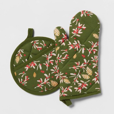 2pc Cotton Oven Mitt and Pot Holder Green  - Threshold™