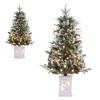 3FT Flocked Small Christmas Tree , Artificial Small Christmas Trees with Light, Multiple Pattern Bases, Outdoor Indoor for Winter Holiday Décor - 4 of 4