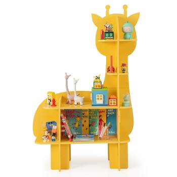 Costway Giraffe Bookcase for Kids 4-Tier Toy Storage Organizer with Open Storage Shelves