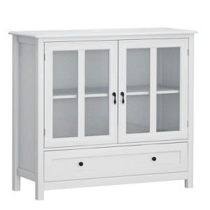 TIRAMISUBEST White Buffet Cabinet - Farmhouse Storage with Glass Doors & Bell Handles, Multi-Door Organizer for Dining Room - 1 of 4