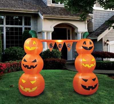 10 ft Tall Orange Inflatable Pumpkin Banner Archway with LED Lights