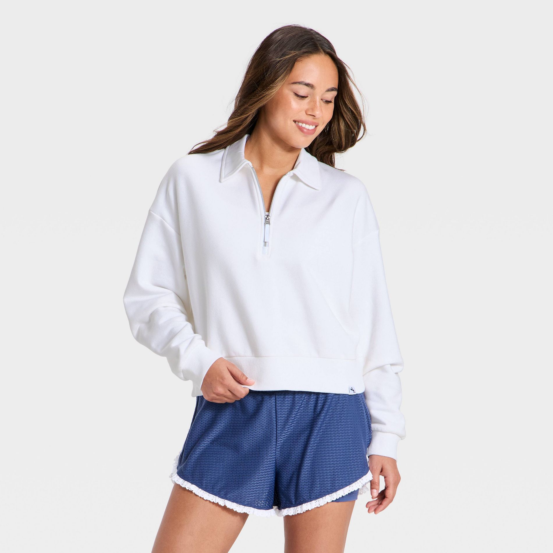 Women's Americana 1/2 Zip Sweatshirt - JoyLab™ White