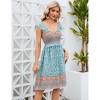 Women's Floral Smocked Dress Summer V-Neck Short Sleeve Flowy Mini Dress - 2 of 4