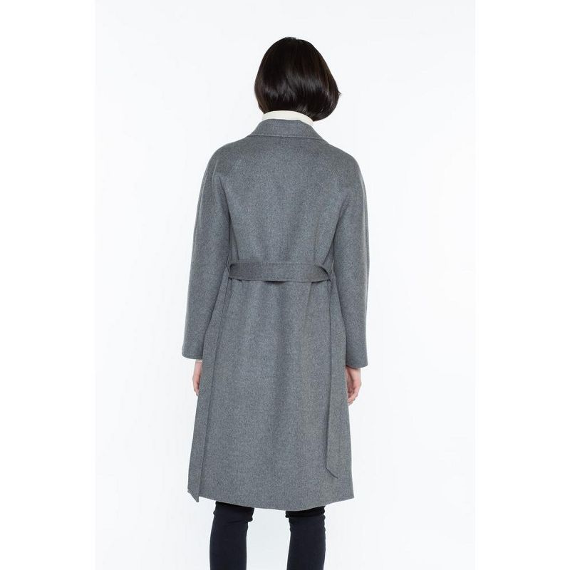 JENNIE LIU Women's Cashmere Wool Double Face Overcoat with Belt, 2 of 5
