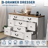 Farmhouse 9 Drawer Dresser, 54" Wide Wide Wood Dresser with Roman Metal Handle, Vintage Dresser TV Stand, Chest of Drawers for Bedroom - 3 of 4