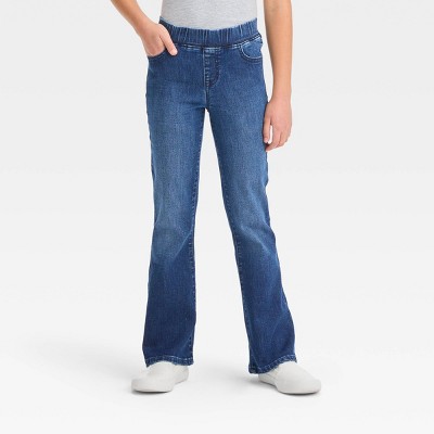 Girls' Mid-rise Pull-on Flare Jeans - Cat & Jack™ Medium Wash 4 : Target