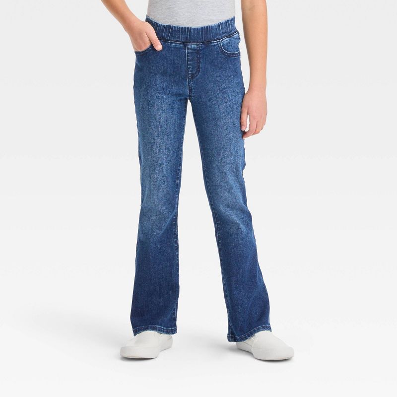 Girls' Mid-Rise Pull-On Flare Jeans - Cat & Jack™, 1 of 5