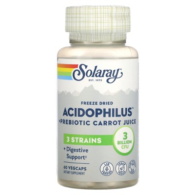 Solaray Freeze Dried Acidophilus + Prebiotic Carrot Juice, 3 Billion CFU, 60 VegCaps
