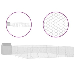 vidaXL Outdoor Dog Kennel Silver Galvanized steel, Polyethylene - 1 of 4