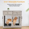 Furniture-Style Dog Crate - Modern Wooden Pet Kennel with Wheels, XXL Heavy Duty Dog Cage As End Table, Multi-Functional Living Room Pet Furniture - 3 of 4