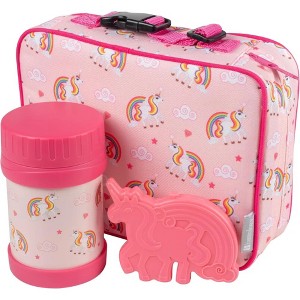 Bentology Kids Lunch Bag Set - w Reusable Hard Ice Pack & Insulated Food Jar for Drinks or Soups - Hot or Cold Food for Hours - Perfect Lunchbox Kit - 1 of 4