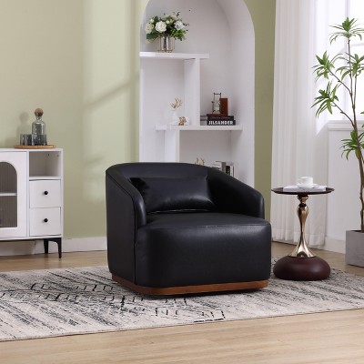 Okak Modern Accent Chair Swivel, Comfy Round Accent Sofa Chair for Living Room, 360 Degree Swivel Barrel Club Chair