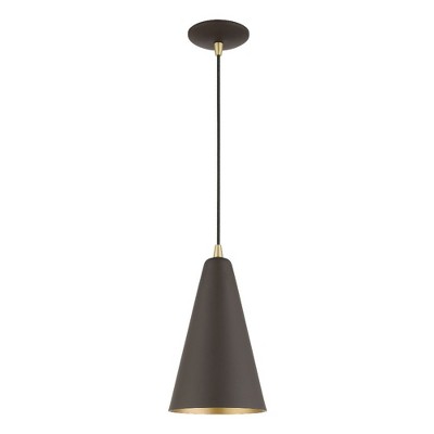 Livex Lighting Metal Shade 1 - Light Pendant in  Bronze/Antique Brass