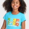 Girls' Pokemon Four Friends Short Sleeve Graphic T-Shirt - Light Blue - 2 of 4