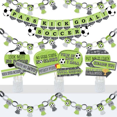 Big Dot of Happiness Goaaal - Soccer - Banner and Photo Booth Decorations - Baby Shower or Birthday Party Supplies Kit - Doterrific Bundle