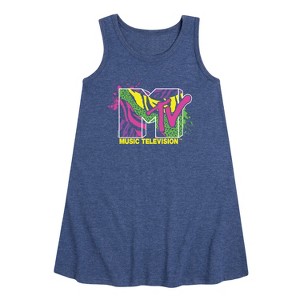 - MTV - Animal Print Splatter Graphic Sleeveless Aline Dress - 1 of 3