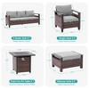 Sonkuki 8 Pieces Patio Sofa with Square Fire Pit Table and Ottomans, Patio Conversation Couch with Cushion - 3 of 4