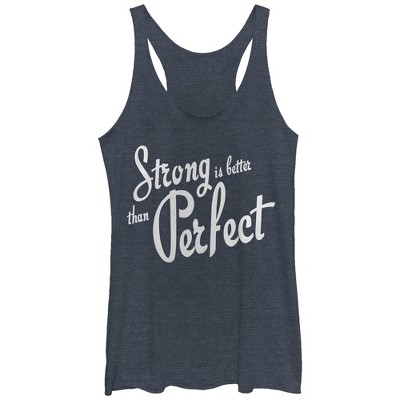 Women's Chin Up Strong Is Better Than Perfect Racerback Tank Top - Navy ...