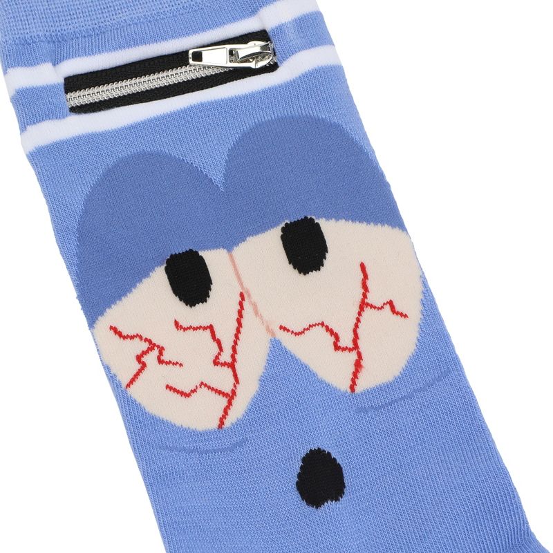 South Park Towlie Men's Blue Casual Crew Socks With Zipper Pocket, 4 of 7