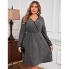 WhizMax Women's Plus Size Sparkly Sequin Dress Long Sleeve Wrap V Neck Cocktail Club Dress - 2 of 4