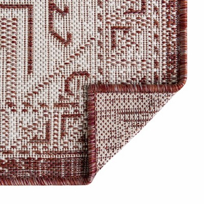 Rust Red Synthetic Medallion Outdoor Rectangular Rug 4' x 6'