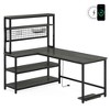 Resenkos Computer Desk, Gaming Desk,55" Reversible L-Shaped Desk with Wireless Charging & Shelves,Gray - 4 of 4