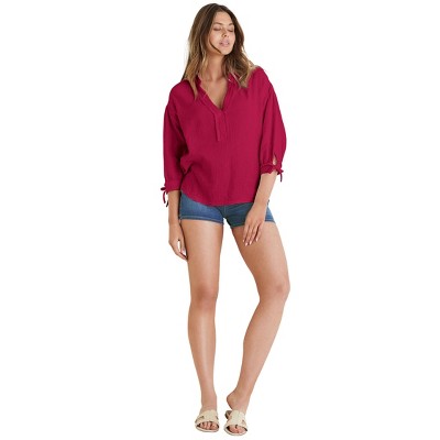 VENUS Womens Textured Oversized Blouse