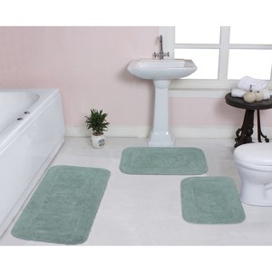 Radiant Bathroom Rugs Set, Washable Rug, Extra Soft and Absorbent bath Rug, Kitchen Mat, Bath Mat Set, Bath Floor Mat Non-Slip, 3 Pcs Set, Blue - 1 of 4