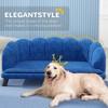 Velvet Large Dog Couch with Foam Cushion, Soft and Cute Dog Bed with Pearl Design, Dog Sofa for Big and Medium Dogs, Dark Blue - 2 of 4