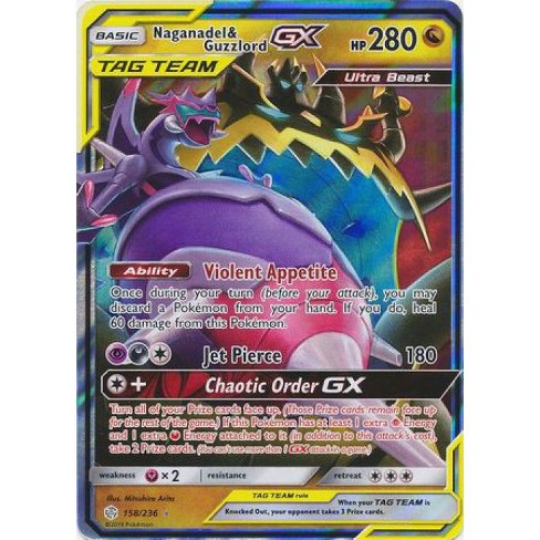 Pokemon Cosmic Eclipse Ultra Rare Holo Naganadel And Guzzlord Gx 158