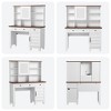 Makeup Vanity Desk with Mirror and Lights, 42" Glass Top White Vanity Table with Charging Station, Upholstered Stool, Drawers, - 2 of 4