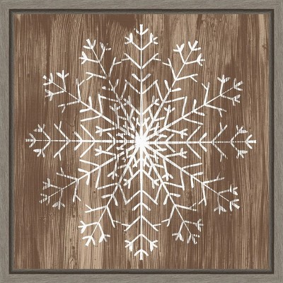 Amanti Art Barnwood Wonderland III Snowflake by June Erica Vess Canvas Wall Art Print Framed 16 x 16-in.