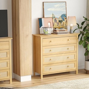 Okak Farmhouse Sideboard Cabinet, Buffet Cabinet with 4 Drawers, Storage Cabinet for Living Room, Dining Room, Kitchen, Natural - 1 of 4