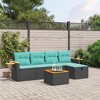 vidaXL 6 Piece Patio Sofa Set with Cushions Black Poly Rattan - 2 of 4