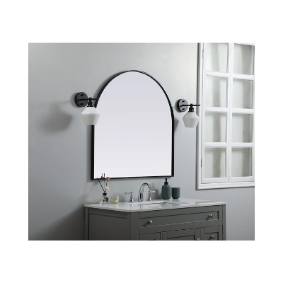 Black Metal Arch Wall Mirror with MDF Backing