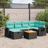 vidaXL 7 Piece Patio Sofa Set with Cushions Black Poly Rattan - 2 of 4