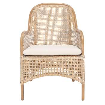Charlie Rattan Accent Chair with Cushion - Gray/White - Safavieh.